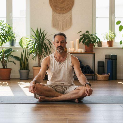 Vista de un paisaje natural al atardecer, ideal para una práctica de relajación y paz interior.