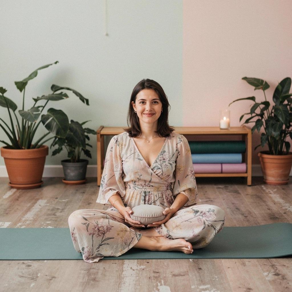 Estudiantes de yoga practicando asanas en un jardín durante la hora dorada del atardecer.